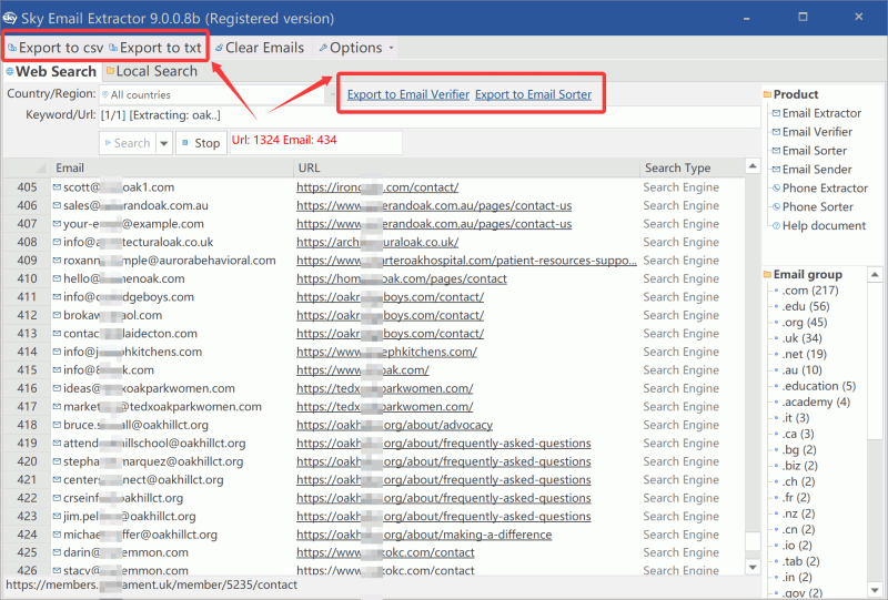email extractor online from website step3