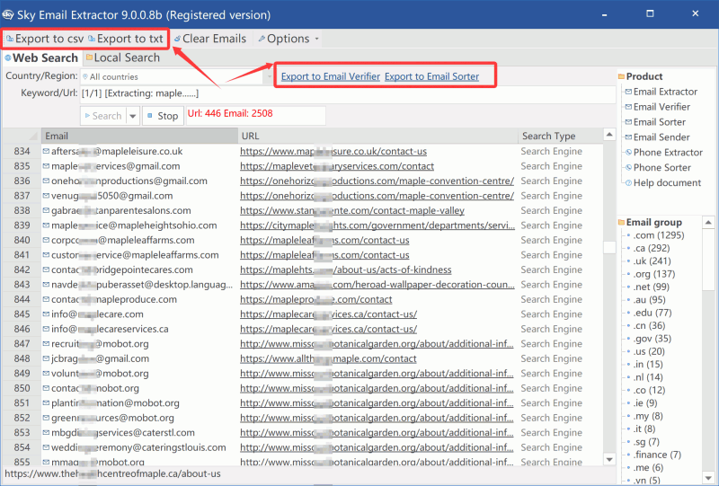 email harvester step3
