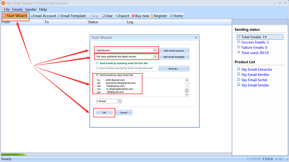 How to send email by sky email sender step4