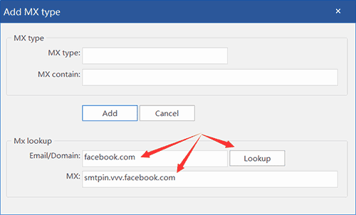 How to add MX type in sky email sorter step2